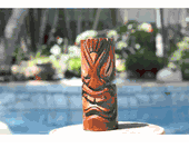 6" PROSPERITY Tiki Totem. Polynesian Wood Sculpture. Tropical Decor