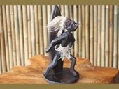 7" Crazy Primitive Warrior Tiki Dude on Waikiki Beach. Primitive Hawaiian Tiki Statue