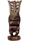 7" LONG LIFE Tiki Statue, Polynesian Sculpture, South Pacific Wood Carving, Oceanic Art. Hawaiian Gifts with Aloha.
