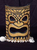 8" Hawaiian BIG KAHUNA TIKI Bamboo Tribal Mask. Polynesian Wall Decor. Tropical Tiki Decoration.