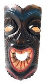 8" Hawaiian HAPPY Tiki Idol  - Tribal Mask. Polynesian Wall Decor. Tropical Tiki Decoration.