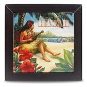 Framed Ceramic Tile: Vintage Hawaii -  Welcome Sign. 