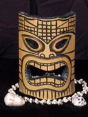 8" Hawaiian Lono MONEY TIKI Bamboo Tribal Mask. Polynesian Wall Decor. Tropical Tiki Decoration.