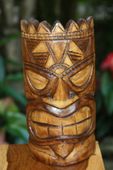 8" LOVE Tiki Mask. Antique Finish. Hawaiian Tropical Tiki Decoration.