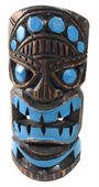 8" LOVE Tiki Mask. Colorful  Electric Blue Finish. Hawaiian Tropical Tiki Decoration.