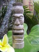 8" OAHU Hawaiian Tiki Statue. Polynesian Wood Sculpture. Oceanic Art