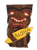 8" Surfing Tiki Mask with Aloha Sign. Polynesian Wall Decor. Tropical Tiki Decoration. (12TD27)