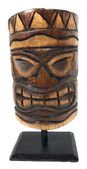 8" Tiki Ku Money Mask on Stand Desktop Trophy - Brown Antique Finish