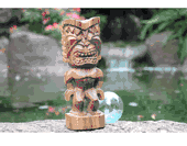 8" TIKI KU. Premium Monkey Pod Wood Sculpture Original: BISHOP MUSEUM, Hawaii