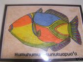 8 x 10 Hawaiian COLORFUL FISH Tapa Cloth Painting. Tropical Home Decor. Oceanic Art.