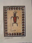 8 x 10 Hawaiian Fisherman Tapa Cloth Painting. Tropical Home Decor. Oceanic Art.