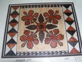 8 x 10 Hawaiian HIBISCUS FLOWER Quilt Design Tapa Cloth Painting. Tropical Home Decor. Oceanic Art.