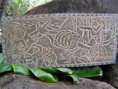 ACROSS MOLOKAI CHANNEL - King Kamehameha Storyboard of Hawaii. Wooden Relief. Nostalgia Hawaiian Wood Sign Art
