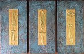 "Ali'i Triptych" - 24" x 30" Original Raise Relief Petroglyph Art Painting by Ilze Sims