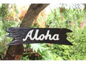 ALOHA Drift Wood Tiki Welcome Sign.  Hawaiian Tiki Bar /  Hut Luau Decor