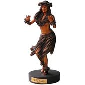 ALOHA Hawaiian COLD CASTE Hula Girl Statue. Kim Taylor Reese Art Bronze Color Dancing Girl Sculpture