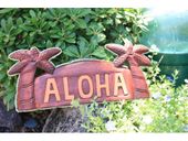 Aloha Tiki Sign with Palm Trees and Nautical Rope!  Hawaiian Tropical Decor.  Gifts with Aloha...