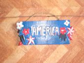 AMERICA Red, White and Blue Sign - Painted Wood Sign -  Patriotic Americana Decor