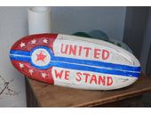 Americana Surf Sign "United We Stand" - Hand Carved  Hawaiian SURF Sign