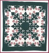 ANTHURIUM Hand Quilted Bedspread. Hand Stiched Hawaiian Quilt. Tropical Bedroom Decor