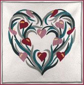 ANTHURIUM HEART Classic Quilted Wall Hanging. Hand Made Traditional Hawaiian Quilt. Tropical Island Wall Decor