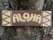 Antique Hawaiian Tribal ALOHA Tiki Bar Sign. Polynesian Beach Decor