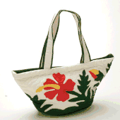 Red Hibiscus Quilted Hand Bag. Soft Quilt Tote Bag. Great Gifts from Hawaii!