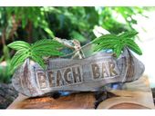 BEACH BAR Palm Trees Tiki Bar Sign. Hawaiian Style Luau Decor. Gifts with Aloha...