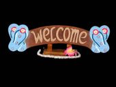 Beach WELCOME SIGN with Slippers.  Hawaiian Island Decor. Gifts with aloha...