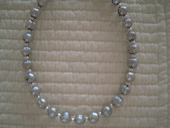 BEAUTIFUL blue/gray pearl necklace with silver accents and magnetic clasp