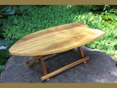 BEAUTIFUL Foldable Surfboard Coffee Table w/ Stringers - Tropical Tiki Bar Luau Furniture - Pool Decor.