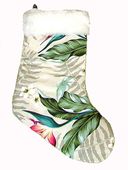 Beige Hibiscus Print Hwaiiana Christmas Stockings.  Hoilday Gifts from Hawaii with ALOHA