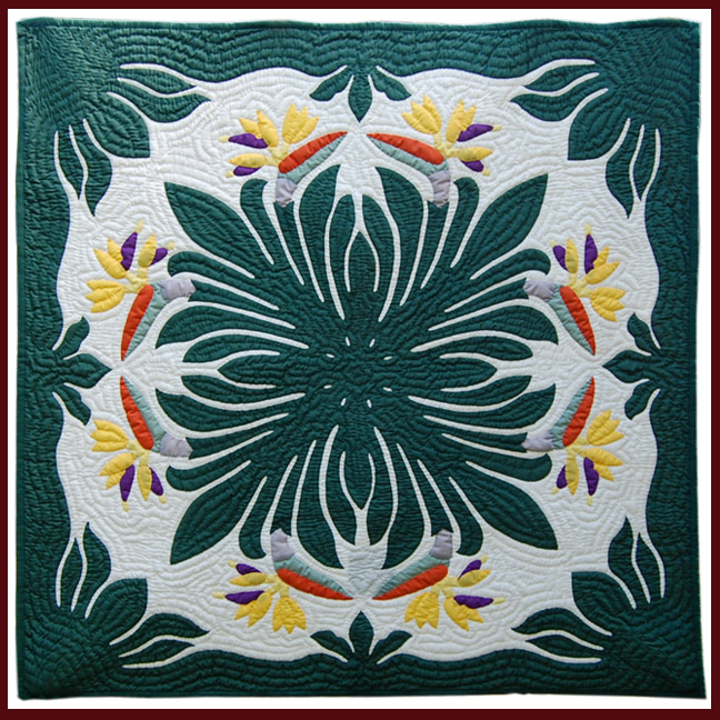 BIRD OF PARADISE Classic Quilted Wall Hanging. Hand Made