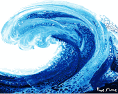 Blue Hawaiian Wave - Print on Metallic Paper - Artist Signed and Dated