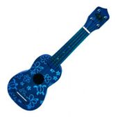 BLUE HONU Hawaiian Vintage Style Wooden Ukulele. Hand Painted Wood. Hawaiian Luau Party Supplies