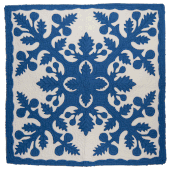 BLUE ULU Classic Quilted Wall Hanging. Hand Made Traditional Hawaiian Quilt. Tropical Island Wall Decor
