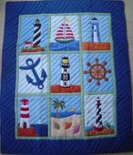 BOATING DAYS Hawaiian Nautical Theme  Baby / Lap Quilt. Hand Made Infant Blanket. Hawaii Gifts with Aloha...