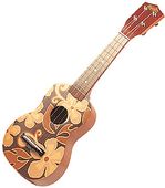 Brown Aloha Flower Print Hawaiian Ukulele. Hawaiian Luau Party  Gifts / Favors / Supplies. 