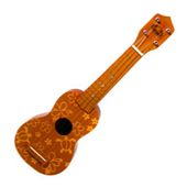  BROWN HONU Floral Hawaiian Vintage Style Wooden Ukulele. Hand Painted Wood. Hawaiian Luau Party Supplies 