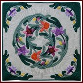 CATLEYA Classic Quilted Wall Hanging. Hand Made Traditional Hawaiian Quilt. Tropical Island Wall Decor