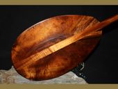 Classic Deep Tone Burl Curly Koa Outrigger Canoe Paddle. T-handle.