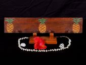 Classic Hawaiian Wall Hanger with Pineapples. Antique Finish. Tropical Theme Tiki Decoration