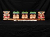 Classic Hawaiian Wall Hanger with Tiki God faces. Tropical Theme Tiki Decoration