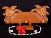 Classic Hawaiian Wall Hanger with Turtles. "Hawaiian Honu" . Tropical Tiki Decor