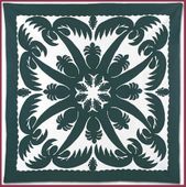 COCONUT and PINEAPPLE Hand Quilted Bedspread. Hand Stiched Hawaiian Quilt. Tropical Bedroom Decor