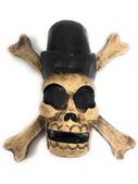 Cross Bone Hanging Skull Mask - 8"  Tropical Tiki Decoration.  Pirate Sign