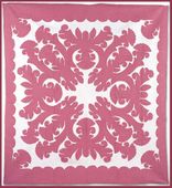 CROWN FLOWER Hand Quilted Bedspread. Hand Stiched Hawaiian Quilt. Tropical Bedroom Decor