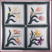 EHA PUA Classic Quilted Wall Hanging. Hand Made Traditional Hawaiian Quilt. Tropical Island Wall Decor