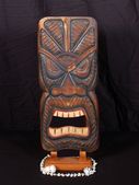 EVIL SPIRIT HUNTER Hawaiian Tiki Shield Mask. Tropical Wall Decor. Exotic Tiki Decorations.