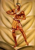 Forties Vintage GILL Airbrush Art Deco Painting. HAWAIIAN DRUMMER. Nostalgia Giclee Art Print